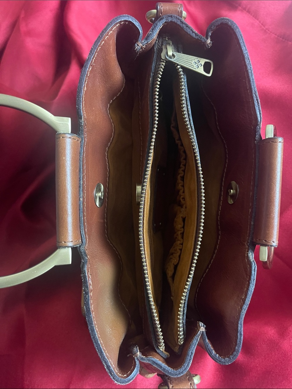 Patricia Nash Map-Print Satchel with Brass Ring Handle in Brown - Picture 14 of 16